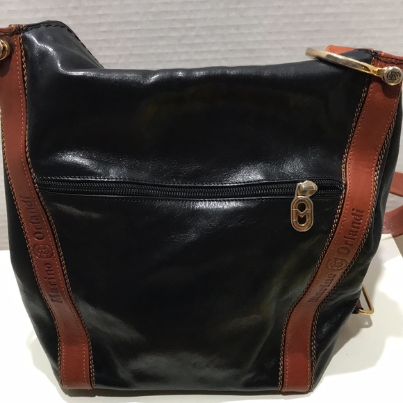 MARINO ORLANDI Black/ Brown Shoulder Leather Bag - Picture 8 of 13